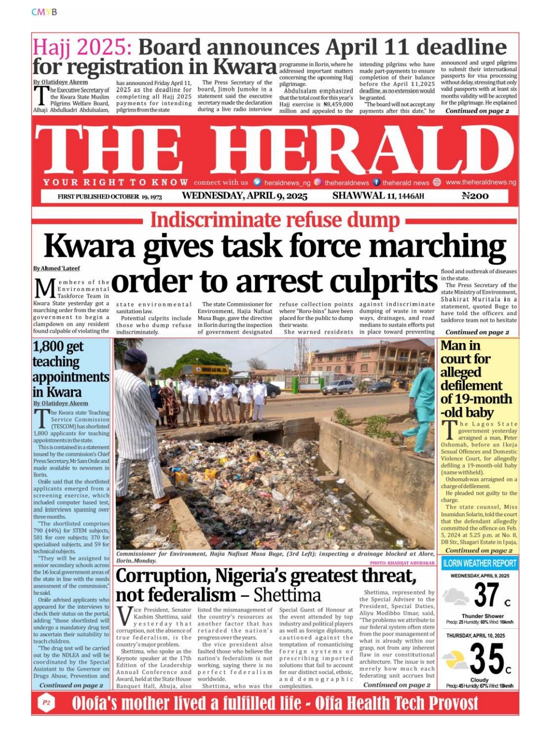 Paper Herald THE HERALD E-PAPER APRIL 9, 2025 | The Herald Newspaper